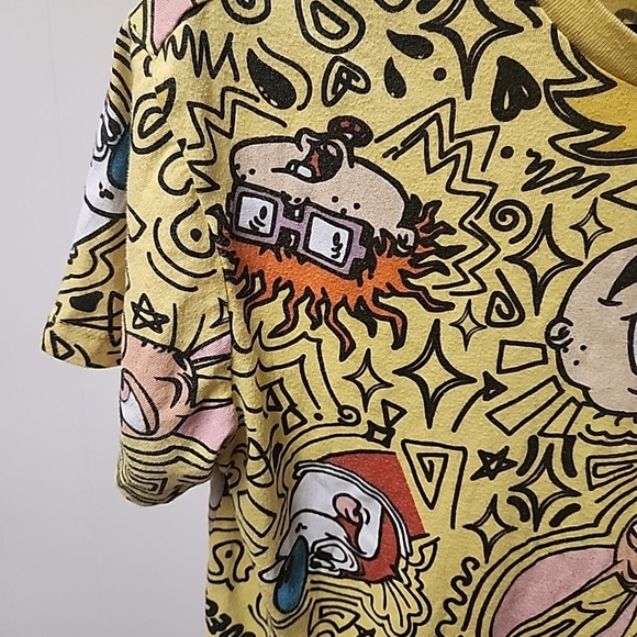 Nickelodeon 90's Y2K Yellow Character T Shirt Rugrats Hey Arnold Size Small - Picture 3 of 9